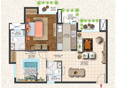 SOBHA 2 BHK Floor Plan Layout - Luxury Apartments Sector 1 Greater Noida West