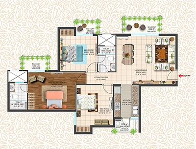 SOBHA 3 BHK Floor Plan Design - Premium Residences Greater Noida West