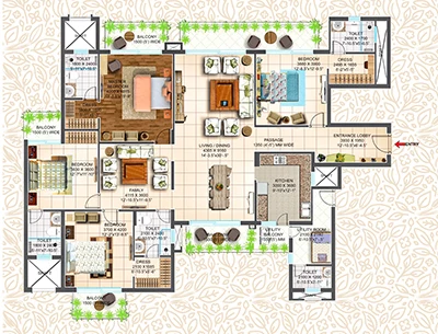 SOBHA 4 BHK Floor Plan Layout - Ultra Luxury Apartments Sector 1 GNW